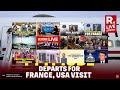 live pm modi departs for france and usa visit ai summit emmanuel macron president trump