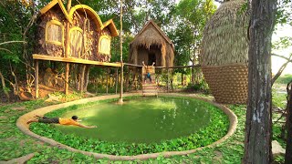 Clever Girl Living Alone Build Excellent Tree House And Water Slide To Underground Swimming Pool