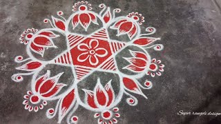 sunday சட்டுனு போட ஈசி ஸ்டார் கோலம்🍀Navaratri easy rangoli🍀Ayuda pooja simple kolam