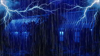 Serene Rain Sounds \u0026 Thunderstorm Ambience on Metal Roof for Night Rest