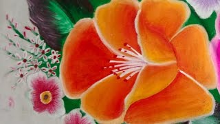 Acrylic painting design|bed sheet design|One Stroke Technique|How to panting tutorial flowers