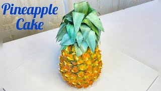 How to make pineapple cake / Pineapple Realistic Cake Design / 2D Pineapple Cake /