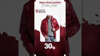 Men's Red Leather Bomber Jacket – Bold \u0026 Stylish Outerwear