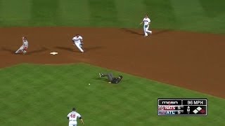 McLouth's liner bounces off umpire