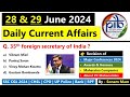 Daily Current Affairs 2024 | 29 June 2024 Current Affairs | Current Affairs Today 2024