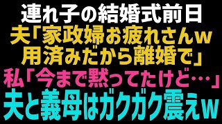 【スカッとする話】連れ子の結婚が決まると夫から離婚を言い渡された「お前はもう用済みｗ今まで家政婦お疲れｗ」私「じゃあ   最後に」その後、夫は何もかも失うことにｗ【修羅場】【朗読】【総集編】