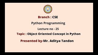 Python Programming | Object Oriented Concept in Python | AKTU Digital Education