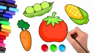 How to Draw Fruits and Vegetables फल और सब्जियां कैसे बनाये | Drawing and Coloring | Chiki Art Hindi