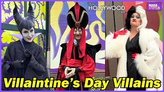 Disney Villains Maleficent, Cruella De Vil \u0026 Jafar Meet for Villaintine's Day - Disney World 2025