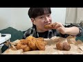 chapagetti fried chicken skin kimchi mukbang even kkwabaegi for dessert~ real sound asmr eating 🍽️