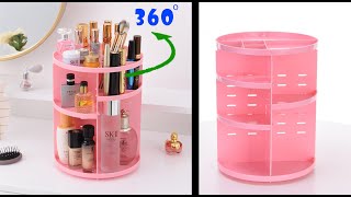 360 Degree Rotating Makeup Organizer - Pink