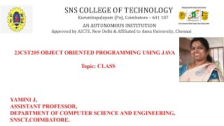 Class | OOPS Using JAVA | SNS Institutions