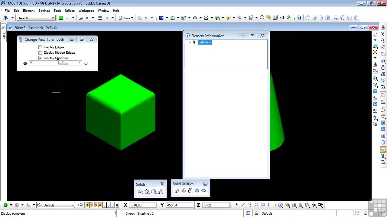 Bentley MicroStation V8i 3D Tutorial | Convert To Solid - YouTube