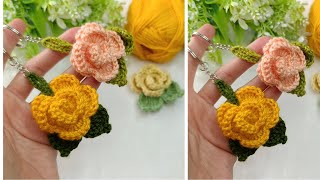 Great ❣️ a super flower keychain making 💯#crochet#knitting #knittingpattern #örgümodelleri