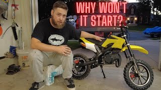 Syx Moto 50cc Dirtbike Won't Start! Diagnosis and Tune-up. (Pull start, Spark Plug, Coil)