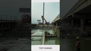 Sheet pile installation with Vibro excavator ​​#Machine #short #fpy #tool #foryou #viral
