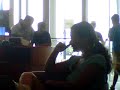 catching a lady pick her nose at the bank.