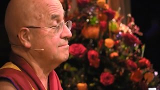 Matthieu Ricard leads a group meditation