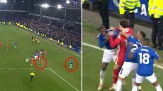 HUGE fight at the end of Everton - Liverpool Curtis Jones started fighting with Doucoure