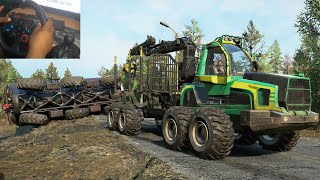 John Deere 1210E Forwarder Rescues ZIL E157 SnowRunner 4K60 Logitech G29 and Shifter Gameplay