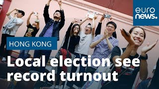 Hong Kong local council elections see record turnout, pro-democracy gains