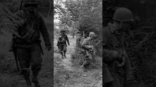 American soldiers patrolling in Normandy 1944. #ytshortsvideo #ww2 #patrolling