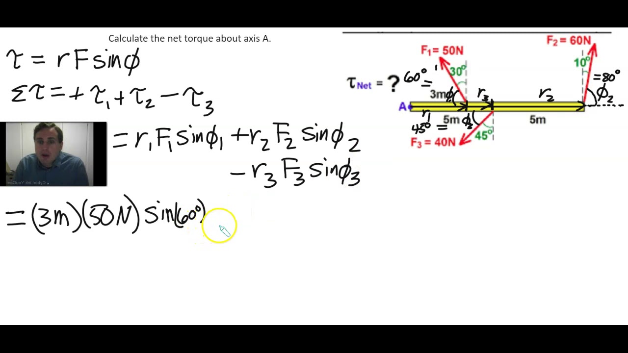 Net Torque Physics Example Calculation - YouTube