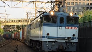 EF65  2063号機貨物列車通過  北府中駅にて  JR貨物更新色