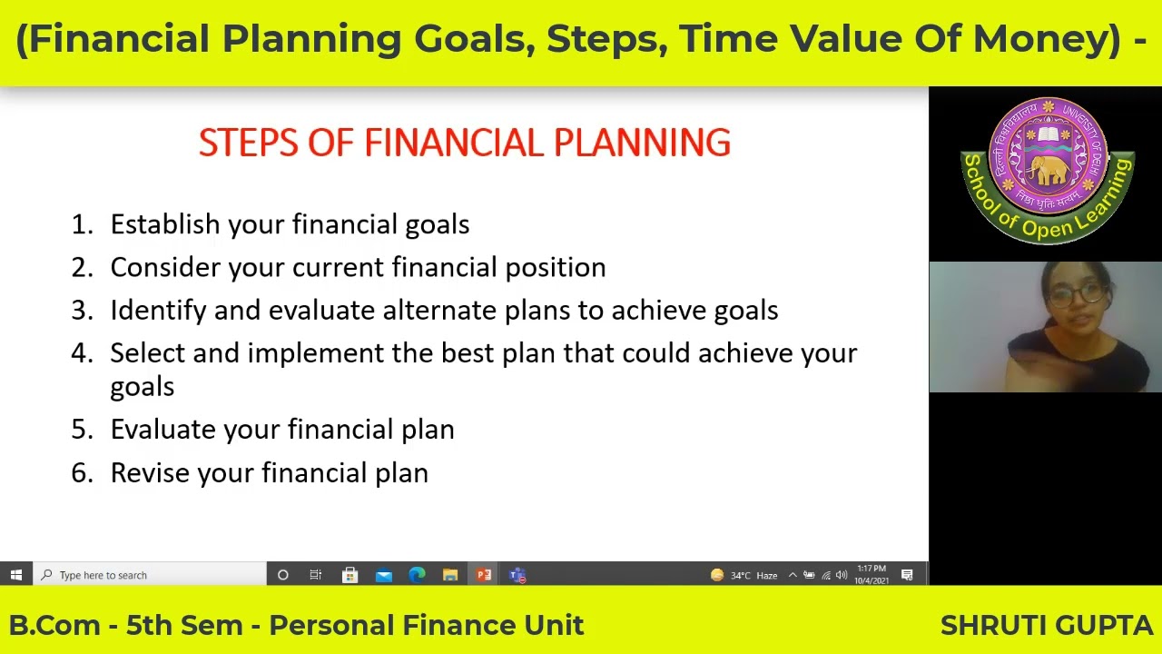 B Com 5th Sem Personal Finance Unit 1 Financial Planning Goals, Steps ...