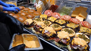 Çılgın tadı!! American Bacon Dip Peynirli Double Burger / Kore sokak yemeği