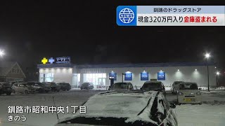 未明のドラッグストアで現金320万円入った金庫が盗まれる　店の裏手の通用口ドアにこじ開けられた跡　北海道釧路市