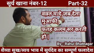 सूर्य खाना नंबर 12 ( sun in 12th house ) || Red book || By-: Rahul Bhatnagar , CLASS-32