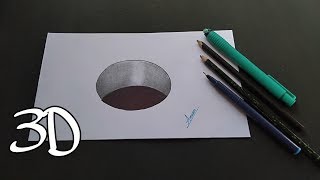 how to draw a 3d hole optical illusion - easy optical illusion drawing