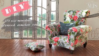 DIY Miniature | EASY dolls armchair | 1/8 size | Dollhouse furniture