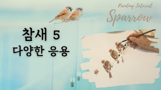 [참새/麻雀/Sparrow] 5. 참새 그리기 - 털을 다듬고 졸고 있는 모습