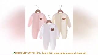 ✔️2024 Autumn Baby Romper Solid Color Bear Jumpsuit Cotton Spring Newborn One-Pieces Clothing for Bo