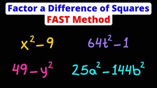 Factor a Difference of Squares - QUICK Method | Eat Pi