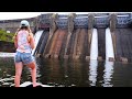 We FOUND The RIVER MONSTERS Hiding Beneath This GIANT SPILLWAY! (Catch, Clean & Cook!)