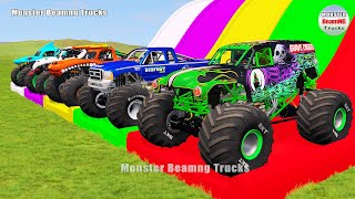 Triple Flatbed Trailer Monster Trucks Transport with Slide Color - BeamNG.drive 238