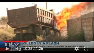 Protesters in Isiolo torch lorry after accident that killed motorbike rider