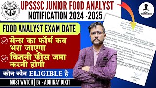 UPSSSC Food Analyst Exam Date 2025 | UPSSSC Food Analyst Mains Form Fillup \u0026 Application Fees 2025