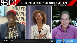 Jackson State Coach Deion Sanders & Alabama Coach Nick Saban Reunite On ESPN After NIL Controversy