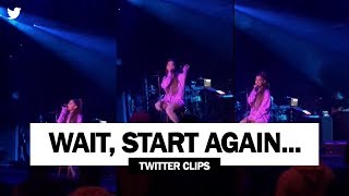 Ariana Grande Restarts Her Live Performance After A Fan Said He Wasn't Recording!