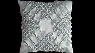 Flower smocking cushion cover making pillow design takiya pattern cojin drapeados almofadas banaye