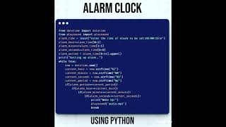 ALARM CLOCK USING PYTHON #python #pythoncode #machinelearning #blockchain #pythonprogramming #ai