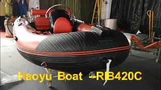 Haoyu Boat 14FT Rib Rigid Boat with Ce 4.3m Fiberglass Hull Inflatable Boat, Boat, Rib Boat