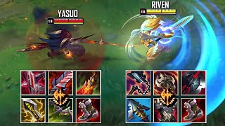 DAWNBRINGER RIVEN vs NIGHTBRINGER YASUO FULL BUILD FIGHTS FIGHTS \u0026 Best Pentakills!