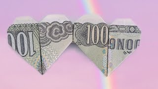 Cách Gấp_Xếp Hình Trái Tim Đôi Bằng Tiền | Double heart shape with money.