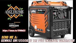 Review GENMAX GM10500iETC Tri Fuel Inverter Generator,10500-Watt 458cc Tri Fuel, Amazon