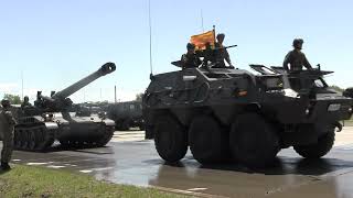 上富良野駐屯地　観閲行進　military vehicle march  at camp kamifurano of Hokkaido in Japan